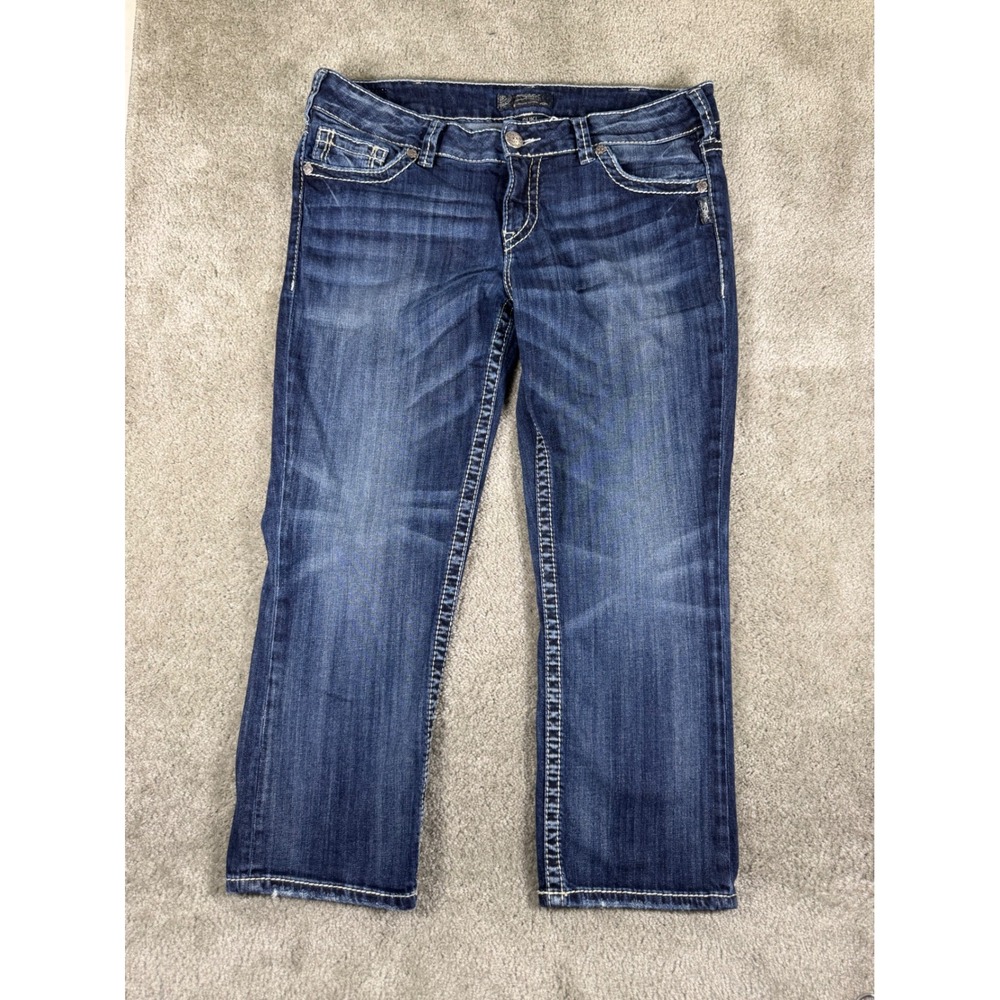 Silver Jeans Co Suki Mid Capri Dark Wash Denim Jeans W34 L43916SDA373